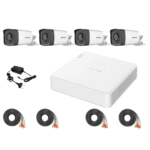 Kit Sistem Camere supraveghere Hikvision Turbo HD 1080P cu 4 camere cu IR 40 m, sursa, cabluri alimentare Vizualizare pe Internet