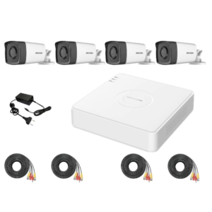 Kit de supraveghere Hikvision Turbo HD 1080P cu 4 camere cu IR 40 m, vizualizare pe internet